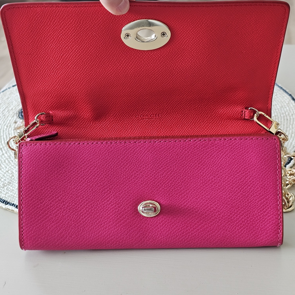 Coach Red And Pink Crossbody Wallet with Gold Hardware - Picture 7 of 16